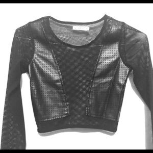 LF Sexy Leather and Mesh Long sleeve crop